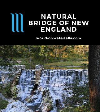 The Natural Bridge of New England pertains to a marble natural bridge from which the state park was named, which also features a waterfall, by North Adams, MA.