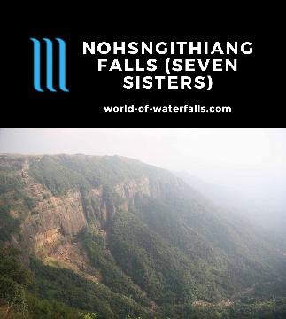 Nohsngithiang Falls is a seasonal waterfall in Cherrapunji in northeast India might look like Seven Sisters in the monsoon, but it didn't do well on our visit.