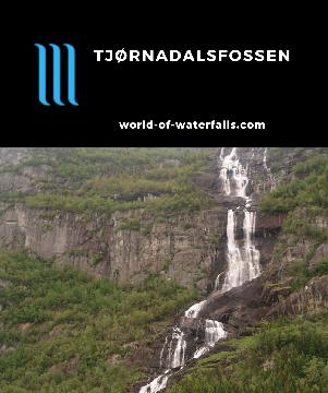 Tjornadalsfossen (Tjørnadalsfossen) is a towering waterfall opposite Strondsfossen in the Odda Valley visible by a couple of trails leading to a hill fort.