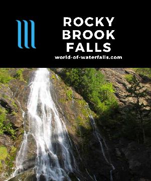 Rocky Brook Falls is a 229ft rivuleted waterfall reachable by a 200-yard walk from a small hydro facility on the Olympic Peninsula near Brinnon, Washington.