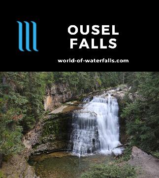 Ousel Falls is a 50ft waterfall on the South Fork of the West Fork of the Gallatin River reached by a 1.6-mile RT hike near the town of Big Sky, Montana.
