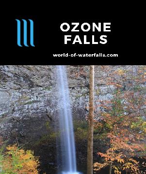 Ozone Falls is a 110ft waterfall on Fall Creek accessed by a short hike to both the top and bottom situated along the I-40 between Nashville and Knoxville.