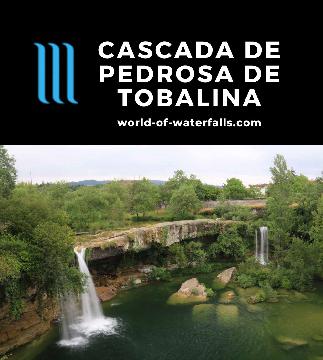 Cascada de Pedrosa de Tobalina is a 10-15m waterfall on the Río Jerea over a wide slab of bedrock next to the town of Pedrosa de Tobalina in Burgos, Spain.