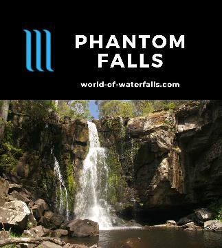 Phantom Falls is a 15m waterfall on the St George River reachable by a 3.6km bush track through private property and native bushlands behind the town of Lorne.