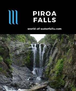 Piroa Falls is a 20m waterfall accessible by a short walk within the Waipu Gorge Scenic Reserve between Auckland and Whangarei in New Zealand's North Island.