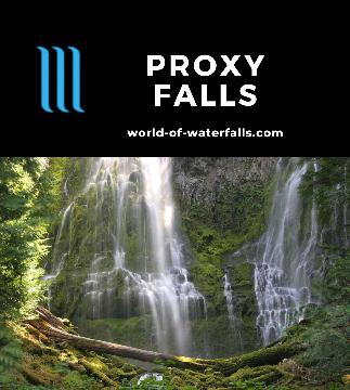 Proxy Falls is a 225ft waterfall within Oregon's Three Sisters Wilderness of the Willamette National Forest near Belknap Springs reached by a 2-mile loop hike.