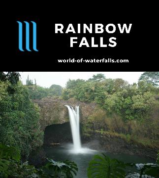 Rainbow Falls is a convenient and popular 80ft year-round waterfall on the Wailuku River near downtown Hilo on the Big Island of Hawaii with a trail to its top.