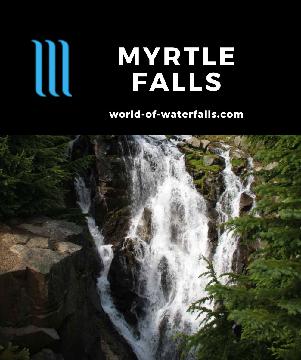 Myrtle Falls is a 72ft waterfall accessed on a 1/4-mile walk giving us a rare chance to photograph it fronting Mt Rainier - Washington's most iconic mountain.