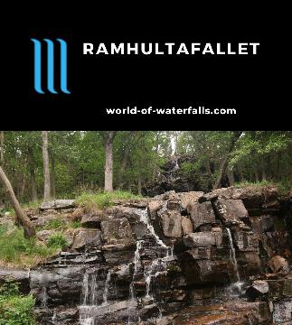 Ramhultafallet is a seasonal 64m wide, 3-drop waterfall spilling into Lake Lygnern that we experienced on a couple of 300m paths near Sätila and Fjärås, Sweden.