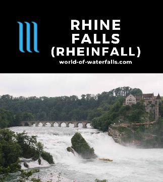 Rhine Falls (Rheinfall) is a 23m tall 150m wide waterfall on the Rhine River located in Schaffhausen, Switzerland. We saw it from both sides and from an island.