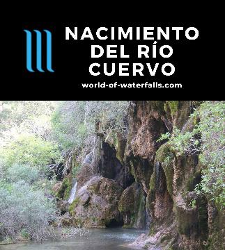 Nacimiento del Rio Cuervo (or Río Cuervo with the accent) is the source of the Cuervo River where we encountered a seasonal travertine waterfall near Cuenca.