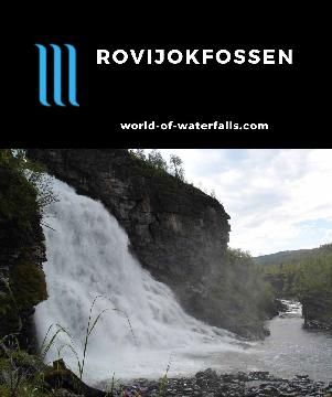 Rovijokfossen is a 28m waterfall in Skibotndal Valley between Skibotn and the Finland border in Troms County, Norway. Its base is accessed on a short trail.