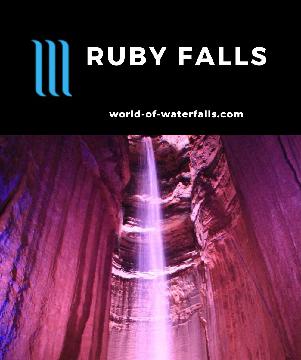 Ruby Falls is a 145ft underground waterfall (the world's tallest publicly-accessible one) in a cave system beneath Lookout Mountain near Chattanooga, Tennessee.