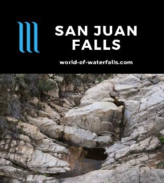 San Juan Falls is a small temporary falls that's hard to get a good look at, but it's quite close to the Ortega Highway by the Ortega Oaks Candy Store.