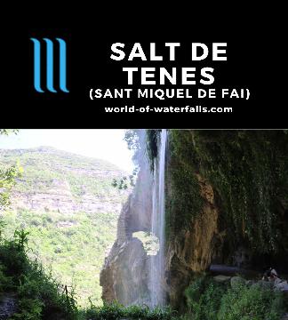 Salt de Tenes is a tall natural waterfall with a modified seasonal Rossinyol Waterfall at the tranquil Sant Miquel del Fai Monastery near Barcelona, Spain.