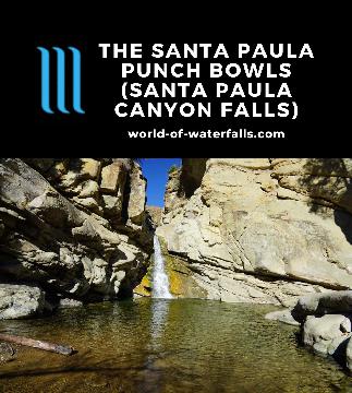 Santa Paula Canyon Falls are better known as the Santa Paula Punch Bowls Trail because it features several water slides, swimming holes, and waterfalls.