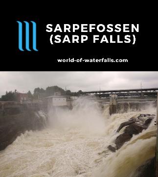 Sarpefossen (Sarp Falls or Sarpsfossen) is a 20m waterfall on the Glomma River powering Sarpsborg City and accelerating Norway's path to industrialization.