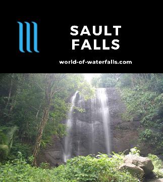 Sault Falls (Errard Falls or Dennery Falls) is a 15-20m swim hole waterfall near Dennery on St Lucia's eastern side, which we reached on a short scramble.