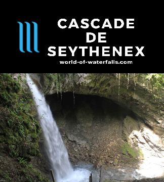 Cascade de Seythenex is a 45m waterfall by a cave causing the venue to also be called Le Grotte et Cascade de Seythenex) in the French Alps near Lake Annecy.