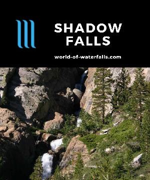 'Shadow Falls' or Shadow Lake Falls is a cascading waterfall draining Shadow Lake, which is landmark for longer backpacks to Ediza Lake or Thousand Island Lake.