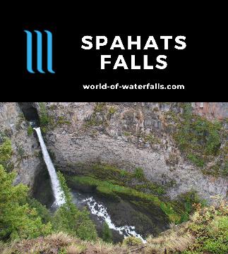 Spahats Falls (Spahats Creek Falls) is a 60-80m waterfall leaping out of a narrow hanging gorge into a wider gorge in Wells-Gray Provincial Park near Clearwater
