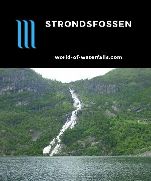 Strondsfossen is the another Odda Valley Waterfall just south of the town of Odda fed by the Folgefonna Glacier and visible from the Rv13 in Vestland, Norway.