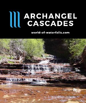 The Archangel Cascades are a series of cascades on the Left Fork North Creek just downstream from the Subway (a tube-shaped slot canyon) in Zion National Park.