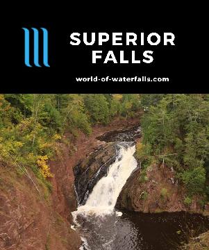 Superior Falls is a 60ft regulated waterfall on the Montreal River and is thus a rare interstate waterfall shared between the states of Wisconsin and Michigan.