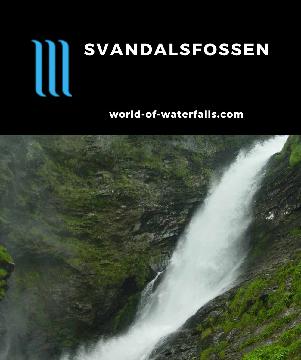 Svandalsfossen is an in-your-face waterfall right by the 520 Road on the way to Sauda by the Saudafjord with a pullout and short walk to really see it up close.