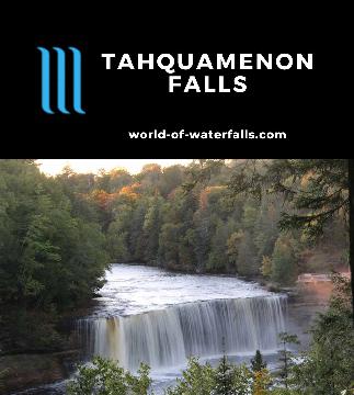 Tahquamenon Falls (Upper Tahquamenon Falls) is a 48ft tall 200ft wide tanin-laced well-known waterfall on the Tahquamenon River in Michigan's Upper Peninsula.