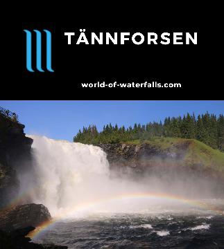 Tannforsen (Tännforsen) is a 38m tall 60m wide waterfall on the Åreälven between two lakes (Tännsjön and Våmviken), which we experienced near Åre, Sweden.
