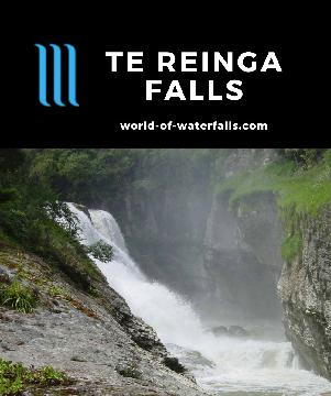 Te Reinga Falls is a powerful-but-hard-to-see series of waterfalls dropping 35m fed by a combination of the Ruakituri and Hangaroa Rivers in the East Coast, NZ.