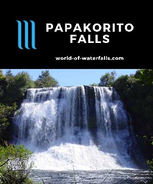 Papakorito Falls is a 20m rounded waterfall near the eastern shore of Lake Waikaremoana in Te Urewera National Park accessible by a short two-minute walk.