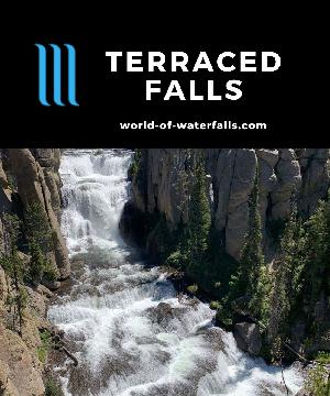 Terraced Falls is a 150ft falls on the Fall River in the remote Bechler Backcountry (also called Yellowstone's Cascade Corner) accessed by a 4-mile hike.