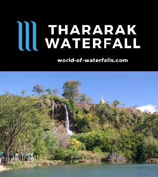 The Thararak Waterfall is one of the rare waterfalls that we saw together with a chedi (a particular style of Thai temple with a pointy top) off the Death Hwy.