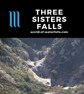 Three Sisters Falls is a 150ft three-drop waterfall that is probably San Diego County's second-most popular waterfall, but it is by no means an easy hike!