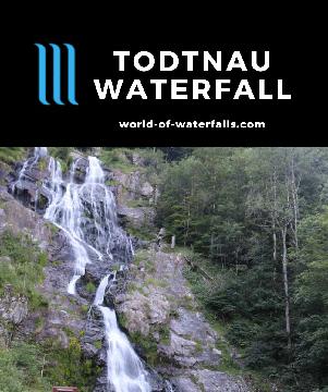 Todtnau Waterfall is a 97m Stübenbächle by the town of Todtnau in Germany's Black Forest (Schwarzwald) all linked by trails that also go to its top and bottom.