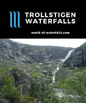 Stigfossen and Tverrdalsfossen are the pair of waterfalls framing the serpentine road known as Trollstigen (the troll ladder) in Møre og Romsdal, Norway.