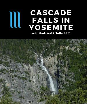 Cascade Falls (or The Cascades) starts off as a series of cascades before dropping 500ft into the rugged Merced River Canyon in Yosemite National Park.