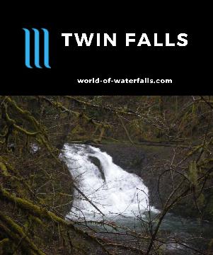 Twin Falls is a 20-25ft two-segment waterfall seen along the Trail of Ten Falls on the North Fork of Silver Creek in Silver Falls State Park near Salem, Oregon.