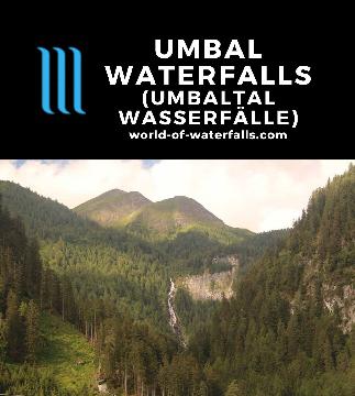 Umbal Waterfalls (Umbaltal Wasserfälle) are cascades on the Umbalbach, but we hiked by 2 more falls at the head of Virgental near Matrei in Osttirol, Austria.