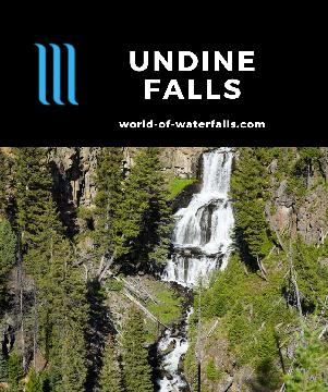 Undine Falls is an easy roadside 60-100ft waterfall on Lava Creek seen from an overlook just east of the Mammoth Junction in Yellowstone National Park.