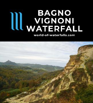 The Bagno Vignoni Waterfall is an attractive man-made waterfall over travertine cliffs directly beneath Bagno Vignoni, which dates back to Etruscan times.