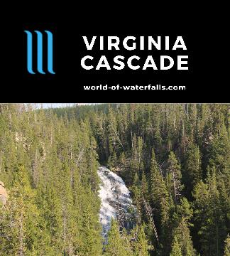 Virginia Cascade is a waterfall on the Gibbon River dropping 60ft into a densely forested canyon seen from a one-way road that used to be for stagecoaches.