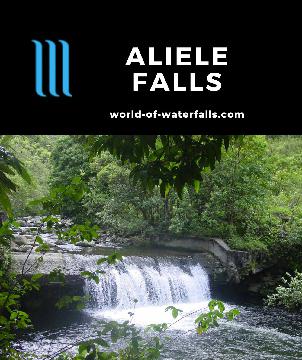 The Aliele Falls is a 12ft man-modified waterfall found at the end of the 4-mile round-trip Waihee Valley Trail (also called Swinging Bridges) in West Maui.