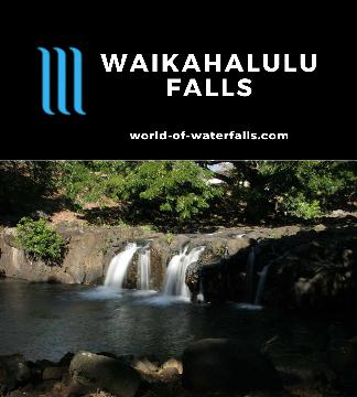 Waikahalulu Falls is an urban park waterfall maybe 10ft tall nestled in the somewhat hidden Lili'uokalani Garden set in the busy maze-like streets of Honolulu.