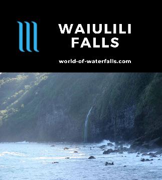 Waiulili Falls is an ocean-bound waterfall accessible via the sacred Waipi'o Valley (another being Kaluahine Falls) reached by a sketchy coastal scramble.