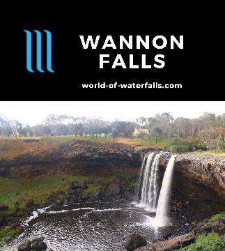 Wannon Falls is a 30m waterfall on the Wannon River with a classic rectangular shape in the Volcano Country of the Southern Grampians Shire near Hamilton.