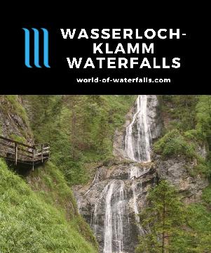 Wasserlochklamm Waterfalls is a 152m set of at least 5 waterfalls all a deep gorge and all sourced by a cave spring under a natural bridge in Palfau, Austria.