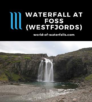 The Waterfall at Foss pertains to a waterfall in the remote Westfjords at a farm in one end of the Foss to Krossholt Trail through Fossdalur (Waterfall Valley).